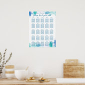 Blauwgroen blauwe Waterverf Tie Dye Bat Mitzvah Se Poster (Keuken)