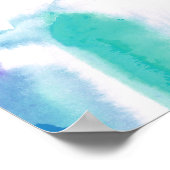 Blauwgroen blauwe Waterverf Tie Dye Bat Mitzvah We Poster (Hoek)