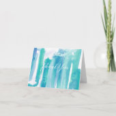Blauwgroen blauwe Waterverf Tie Dye Hartelijk dank (Voorkant)