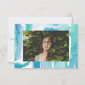 Blauwgroen blauwe Waterverf Tie Dye Hartelijk dank Bedankkaart (Achterkant)