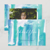 Blauwgroen blauwe Waterverf Tie Dye Hartelijk dank Bedankkaart (Voorkant / Achterkant)