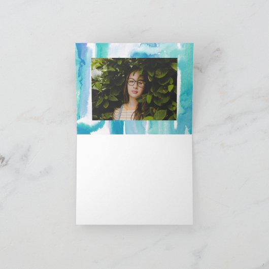 Blauwgroen blauwe Waterverf Tie Dye Hartelijk dank Bedankkaart (Binnen)