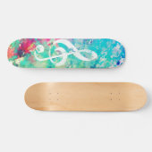 Blauwgroen blauwe Waterverf Verf Muzieknotitie Tre Persoonlijk Skateboard (Horizontaal)