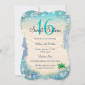 Blauwgroen Blauwe Waterzee Zand Pearls Sweet 16 Pa Kaart (Voorkant)