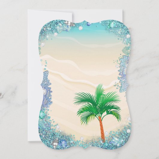 Blauwgroen Blauwe Waterzee Zand Pearls Sweet 16 Pa Kaart (Achterkant)