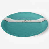 Blauwgroen blauwe weddenschappen op persoonlijke t papieren bordje (Gekanteld)