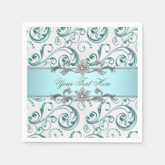 Blauwgroen blauwe werveling servetten (Voorkant)