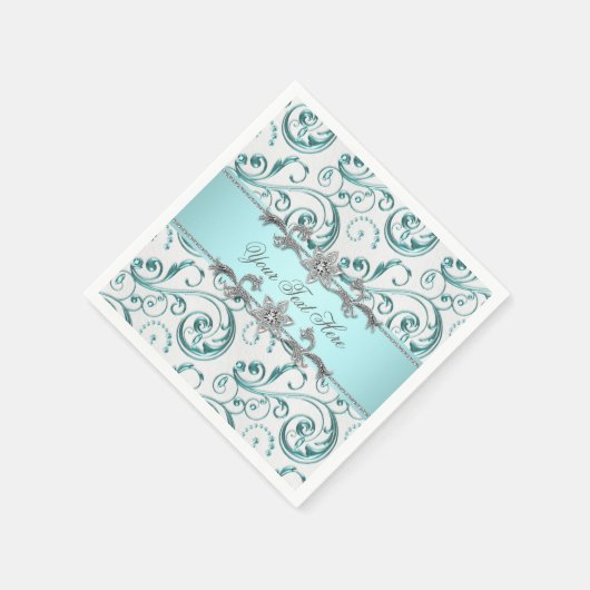 Blauwgroen blauwe werveling servetten (Hoek)