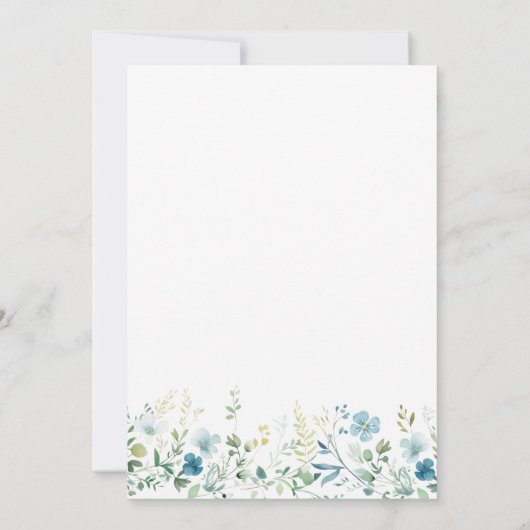 Blauwgroen Blauwe Wildbloemen Save the Date Kaart (Achterkant)