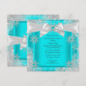 Blauwgroen blauwe winter Wonderland Snowflake Silv Kaart (Voorkant / Achterkant)