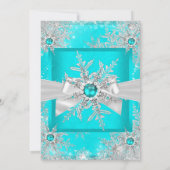 Blauwgroen blauwe winter Wonderland Snowflake Silv Kaart (Achterkant)