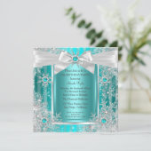 Blauwgroen blauwe winter Wonderland Snowflake Silv Kaart (Staand voorkant)