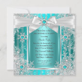 Blauwgroen blauwe winter Wonderland Snowflake Silv Kaart (Voorkant)