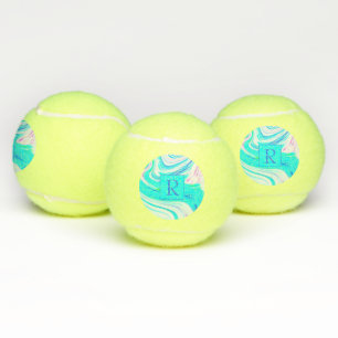 Blauwgroen blauwe witte roze golven Abstracte Mono Tennisballen