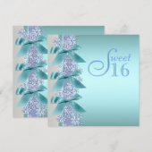 Blauwgroen Blauwe Witte Sneeuwvlok Sweet Sixteen B Kaart (Voorkant / Achterkant)