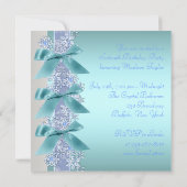 Blauwgroen Blauwe Witte Sneeuwvlok Sweet Sixteen B Kaart (Achterkant)