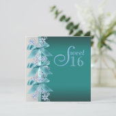 Blauwgroen Blauwe Witte Sneeuwvlok Sweet Sixteen B Kaart (Staand voorkant)