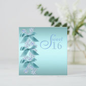 Blauwgroen Blauwe Witte Sneeuwvlok Sweet Sixteen B Kaart (Staand voorkant)