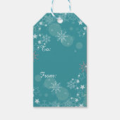 Blauwgroen blauwe witte sneeuwvlokken Gift Labels Cadeaulabel (Voorkant)