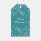 Blauwgroen blauwe witte sneeuwvlokken Gift Labels Cadeaulabel (Achterkant)