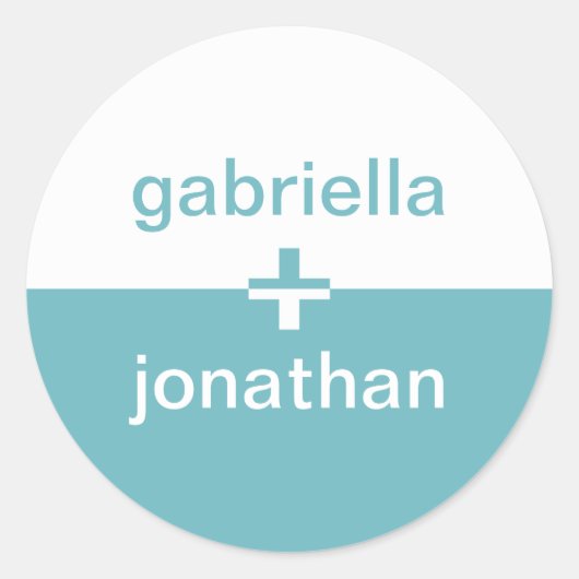 Blauwgroen blauwe yin yang plus douanenaam gunstze ronde sticker (Voorkant)