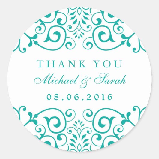 Blauwgroen Blauwe Zachte Floral Baby shower Sticke Ronde Sticker (Voorkant)