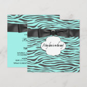 Blauwgroen Blauwe Zebra Baby Meisje Douche Kaart (Voorkant / Achterkant)