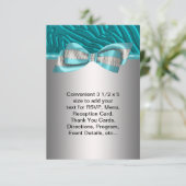 Blauwgroen Blauwe Zebra Bat Mitzvah RSVP (Staand voorkant)