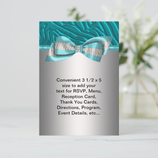 Blauwgroen Blauwe Zebra Bat Mitzvah RSVP (Staand voorkant)