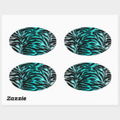 Blauwgroen Blauwe Zebra Envelope Seal Ovale Sticker (Vel)