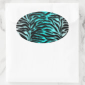 Blauwgroen Blauwe Zebra Envelope Seal Ovale Sticker (Tas)