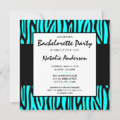 Blauwgroen Blauwe Zebra Modern Bachelorette Party Kaart (Voorkant)