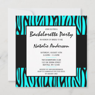 Blauwgroen Blauwe Zebra Modern Bachelorette Party Kaart