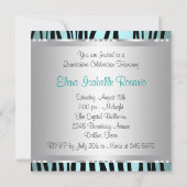 Blauwgroen Blauwe Zebra Quinceanera Uitnodigingen (Achterkant)