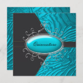 Blauwgroen Blauwe Zebra Quinceanera Uitnodigingen (Voorkant / Achterkant)