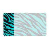 Blauwgroen blauwe Zebra Stripes Wilde Dierlijke Dr Etiket (Voorkant)