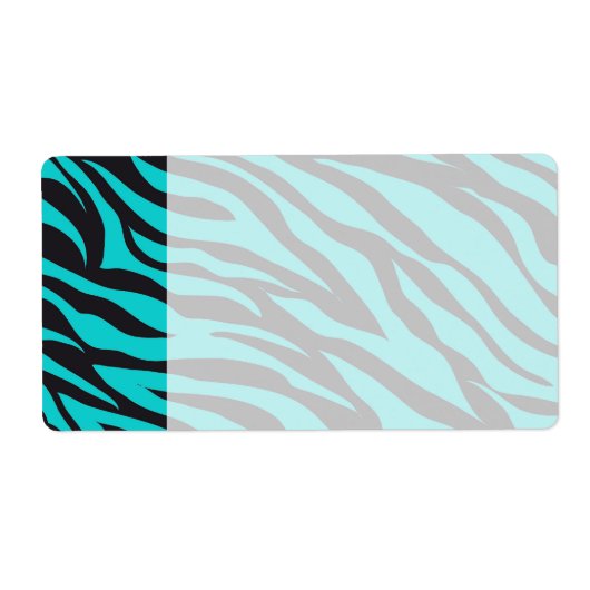 Blauwgroen blauwe Zebra Stripes Wilde Dierlijke Dr Etiket (Voorkant)