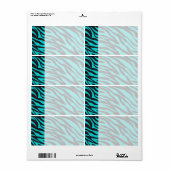 Blauwgroen blauwe Zebra Stripes Wilde Dierlijke Dr Etiket (Full Sheet)