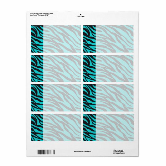 Blauwgroen blauwe Zebra Stripes Wilde Dierlijke Dr Etiket (Full Sheet)
