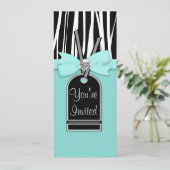 Blauwgroen Blauwe Zebra Uitnodiging Sjabloon (Staand voorkant)