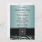 Blauwgroen Blauwe Zebra vrijgezellenfeest Kaart (Achterkant)