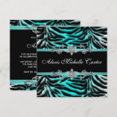 Blauwgroen blauwe Zebra zweet-zestiende verjaardag Kaart (Voorkant / Achterkant)