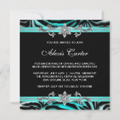 Blauwgroen blauwe Zebra zweet-zestiende verjaardag Kaart (Achterkant)