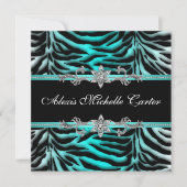 Blauwgroen blauwe Zebra zweet-zestiende verjaardag Kaart (Voorkant)