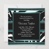 Blauwgroen blauwe Zebra zweet-zestiende verjaardag Kaart (Achterkant)