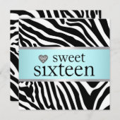 Blauwgroen blauwe Zebra zweet-zestiende verjaardag Kaart (Voorkant / Achterkant)