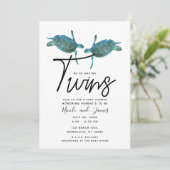 Blauwgroen Blauwe Zee Schildpadden Ocean Baby show Kaart (Staand voorkant)