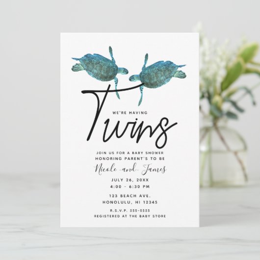 Blauwgroen Blauwe Zee Schildpadden Ocean Baby show Kaart (Staand voorkant)