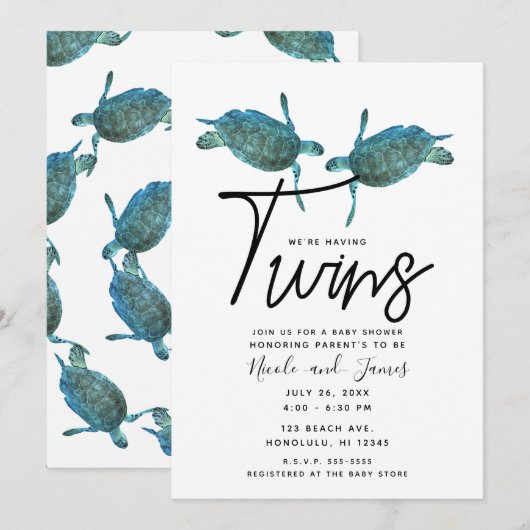 Blauwgroen Blauwe Zee Schildpadden Ocean Baby show Kaart (Voorkant / Achterkant)