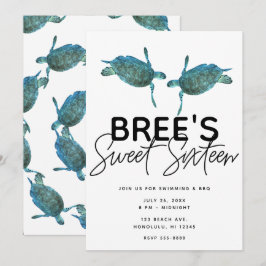 Blauwgroen Blauwe Zee Schildpadden Ocean Beach Swe Kaart